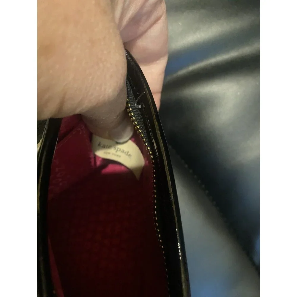 KATE SPADE IMANI MOROCCAN MARKET BLACK WHITE TAN WRISTLET POUCH CLUTCH BAG‎